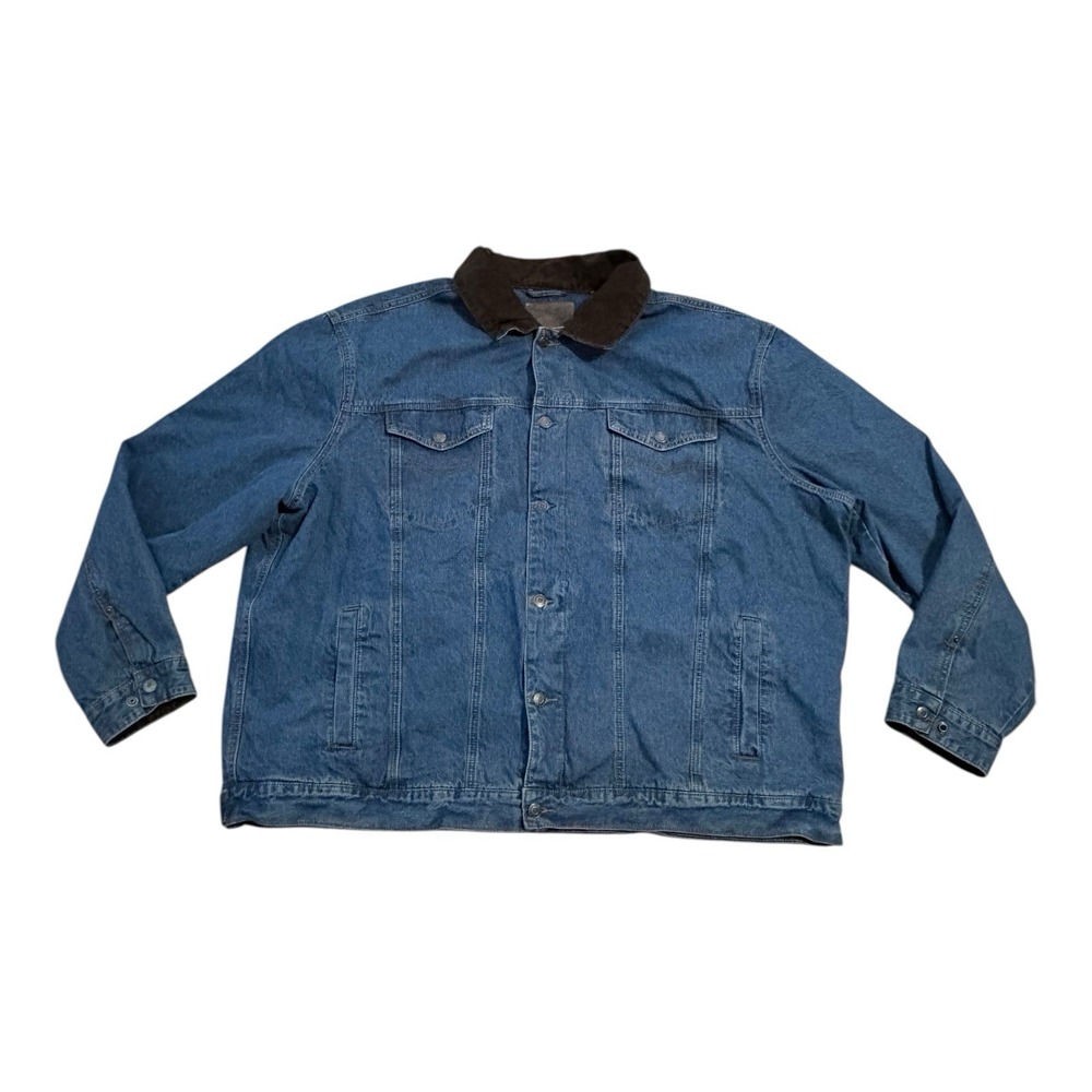 Legendary Stockyards Chore Coat Men 3XL Blue Denim Corduroy Collar Blanket Lined